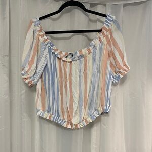 Paradis Miss Multicolor Striped Off-Shoulder Cropped Top And Mini Skirt Set